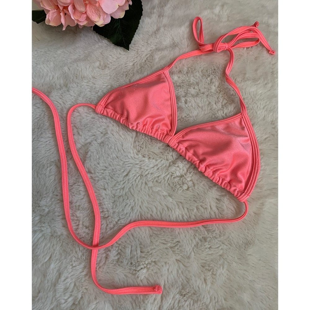 American Apparel | peachy pink metallic triangle bikini top
